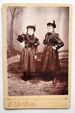 1880'S CABINET PHOTO...TWO PRETTY ELEGANT YOUNG GIRLS,ONE IS POINTING FINGER picture