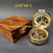NAUTICAL BRUNTON BRASS COMPASS STANLEY LONDON COMPASS WITH WOODEN BOX LOT OF 5   picture