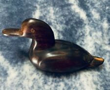 Vintage hand carved iron wood duck sculpture, home décor picture