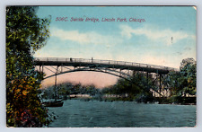 Vintage Postcard Suicide Bridge Lincoln Park Chicago 1910s picture