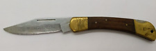Winchester Lockback Plain Clip Point Blade Wood Handle Folding Pocket Knife picture