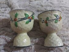Set 2 Vtge/Antique Matching Dble Egg Cups Hand Painted  picture