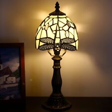 6'' Small Tiffany Table Lamp Cream Dragonfly StyleStained Glass Desk Lamp picture