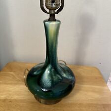 Vtg Mid Century Modern Green Glazed Drip Table Lamp Genie Bottle 20” Tall picture