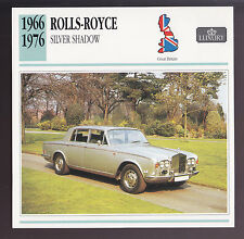 1966-1976 Rolls-Royce Silver Shadow British Car Photo Spec Sheet Info ATLAS CARD picture