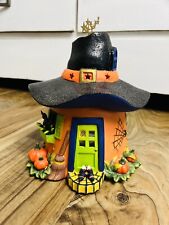 PartyLite Pumpkin Witch Hat House Tealight w/ spinning stars 9