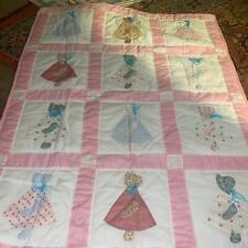 Vintage handmade sue bonnet pink quilt picture