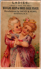 AN-205 NY Buffalo Moss Rose Flour Harvey Henry Young Couple Victorian Trade Card picture