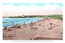 Vtg Postcard Gloucester Massachusetts Beach View from Harbor Beach Inn Piazza picture