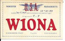 QSL 1949 Worcester MA   radio card picture