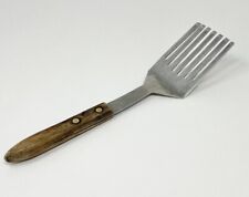 Vintage Forked Tine Spatula Turner Stainless Steel Grill Tool Japan Wood Handle picture
