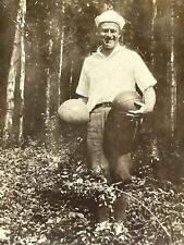 SD Photograph Handsome Man Holding Basketball In The Forest Woods Odd Weird picture