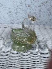 VINTAGE MURANO SALVIATI 1950'S (?) CHARTREUSE LIME GREEN GOLD SWAN SALT CELLAR picture