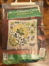 Vintage Creative Crewel Kit Jacobean Box Pillow Rare 70s Floral Yellow Green picture