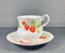 Rosina VIRGINIA STRAWBERRY TEACUP Red White Queens Vintage Bone China England picture