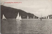 Kelowna BC Evening Sail Sailboats Crawford Co c1911 Duplex Cancel Postcard E82 picture