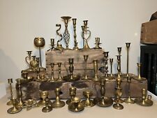 Large Lot of Vintage Brass Candlesticks 41 Vintage Holders- Assortment picture