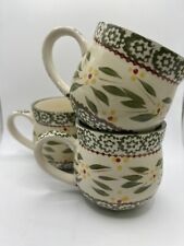 Temptations by Tara Old World Green Coffee Cups Mugs 12 OZ 3 Pcs picture