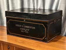 Antique 1920s Lock Box Tin Safe PHILADELPHIA PA SHERIFF & MAYOR Robert Lamberton picture