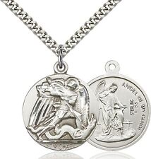 Sterling Silver St Saint Michael The Archangel Medal Pendant Necklace W/ Chain picture