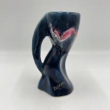 Vintage Mid Century 60s Vallauris Blue Pink French Lava Ceramic Pottery Vase picture