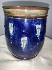 Antique Royal Doulton Hand Painted Tobacco Jar Pot Humidor Blue TULIPS Flowers picture