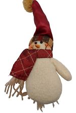Happy Snowman Plush Stuffed Christmas Tree Holiday Ornament Hat Scarf  7
