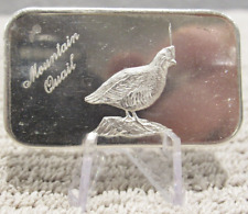 Vintage Mountain Quail 1 Troy Oz. .999 Silver Bar - The Justice Mint picture