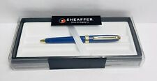 SHEAFFER PRELUDE White Dot Navy Blue Ballpoint Pen Black Ink Gold Trim 4.5