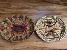 Pair of Coiled Hand Woven Basket Trays Native American Mexican picture