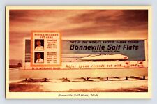 Postcard Utah Bonneville Salt Flats UT World Record Sign 1960s Unposted Chrome picture
