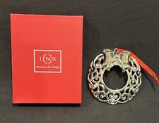 Lenox Sparkle & Scroll Wreath Ornament Clear Crystal Silverplate NEW in Box picture