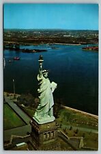 AERIAL VIEW OF THE STATUE OF LIBERTY BEDLOE'S ISLAND NEW YORK VTG POSTCARD D-1  picture