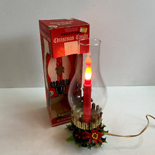 Vtg Timco 12” Hurricane Christmas Lighted Dripping Candle Holiday Decor In Box picture