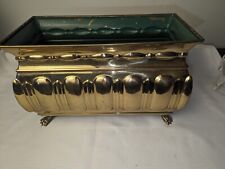 Gold Toned Metal Rectangular Planter With Paws Feet picture