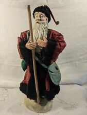 Vintage Old World Santa Paper Mache Resin Christmas Shepherd's Crook Taiwan picture