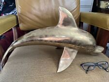 Vintage Large Brass huge Dolphin Statue  6 lb 4oz 21 inches in length Korea picture