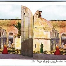 c1900s Samaria, Palestine Tomb John Baptist Church Stereo Photo Holy Israel V26 picture