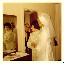 Vtg Found Photo Elegant 1970s Bride Looks In Mirror Wedding Marriage Snapshot picture