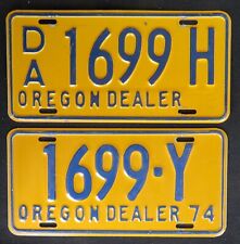 OREGON DEALER license plates   1974 1985   Both 1699 picture