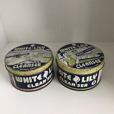 2x Vintage White Lily Cleanser Plus Purasol 18 Ozs Tin, Melbourne Australia RARE picture