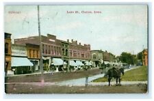 c1910 Lake Street Clarion Iowa IA Main Street Posted Antique Postcard picture