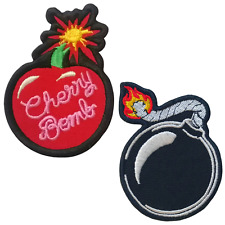 Cute Cherry Bomb Art Pair Comic Jeans Jacket Badge Iron/Sew on Embroidered patch picture