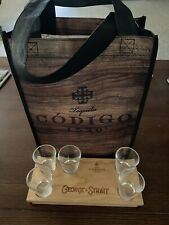 George Strait Codigo 1530 Tequila Shot Glasses W/ Wood Tray/Bag/VIP Poster picture