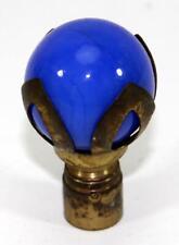 c.1930's Blue Glass Marble Ball Brass Lamp Finial picture