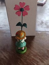Vintage Erzgebirge Miniature Girl With Yellow Flower Germany Figurine 1986 picture