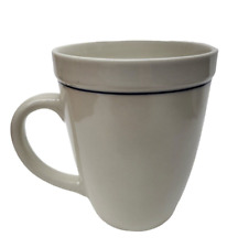 Gibson Housewares Back To Basics White Coffee Mug/Cup Beige, Ivory, Navy Stripe picture