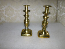 PAIR 19TH CENTURY BRASS PUSH UP CANDLESTICKS picture