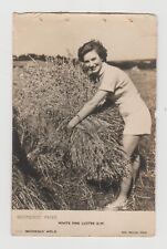B&W RP Postcard - Female Working Farmer Grass Holding Unused Postcard picture