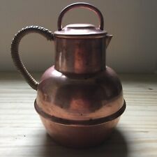 Vintage 1980s Copper Teapot Raffia Handle Colonial Virginia Handmade Hampton VA picture